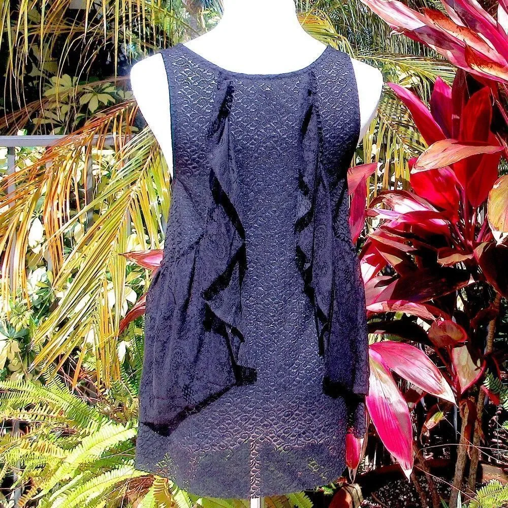 Free People Black Ruffle Tank